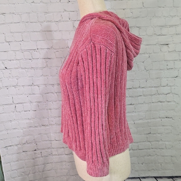 DKNY Pink Ribbed Sweater with Glitter Logo - Picture 3 of 5